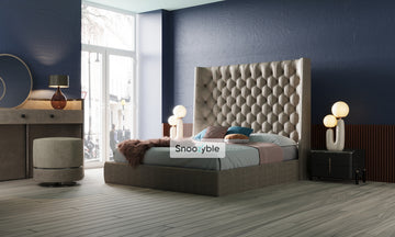Sally Winged Chesterfield Upholstered Fabric Bed