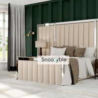 Dianna Wide Extended Headboard Fabric Mirror Glass Panel Bed