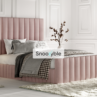 wide headboard bed, fabric panel bed, chesterfield bed, fabric bed, blue bed, pink bed, luxury bed, luxury fabric bed, fabric upholstered bed, tall headboard bed, wide headboard bed