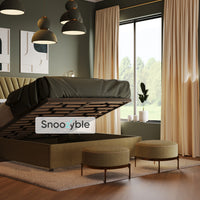Magna Stripe Lines Panel Chesterfield Upholstered Fabric Bed