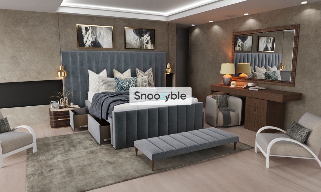 Mebel Wide Headboard Divan Drawer Storage Bed