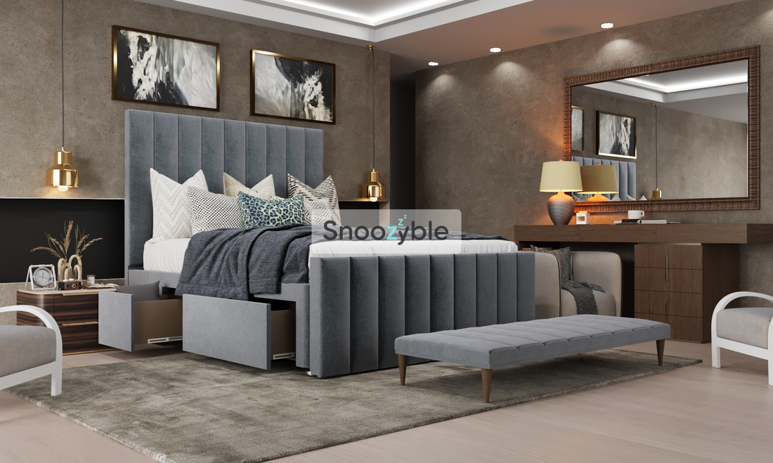Mebel Wide Headboard Divan Drawer Storage Bed