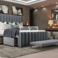 Mebel Wide Headboard Divan Drawer Storage Bed