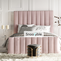 wide headboard bed, fabric panel bed, chesterfield bed, fabric bed, blue bed, pink bed, luxury bed, luxury fabric bed, fabric upholstered bed, tall headboard bed, wide headboard bed
