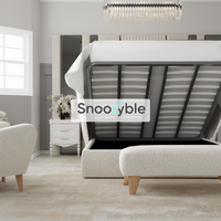 Nimbus Wide Extended Headboard Fabric Mirror Glass Panel Bed