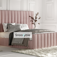 wide headboard bed, fabric panel bed, chesterfield bed, fabric bed, blue bed, pink bed, luxury bed, luxury fabric bed, fabric upholstered bed, tall headboard bed, wide headboard bed