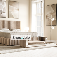 Sal Stripe Line Linear Fabric Upholstered Gold Strip Bed