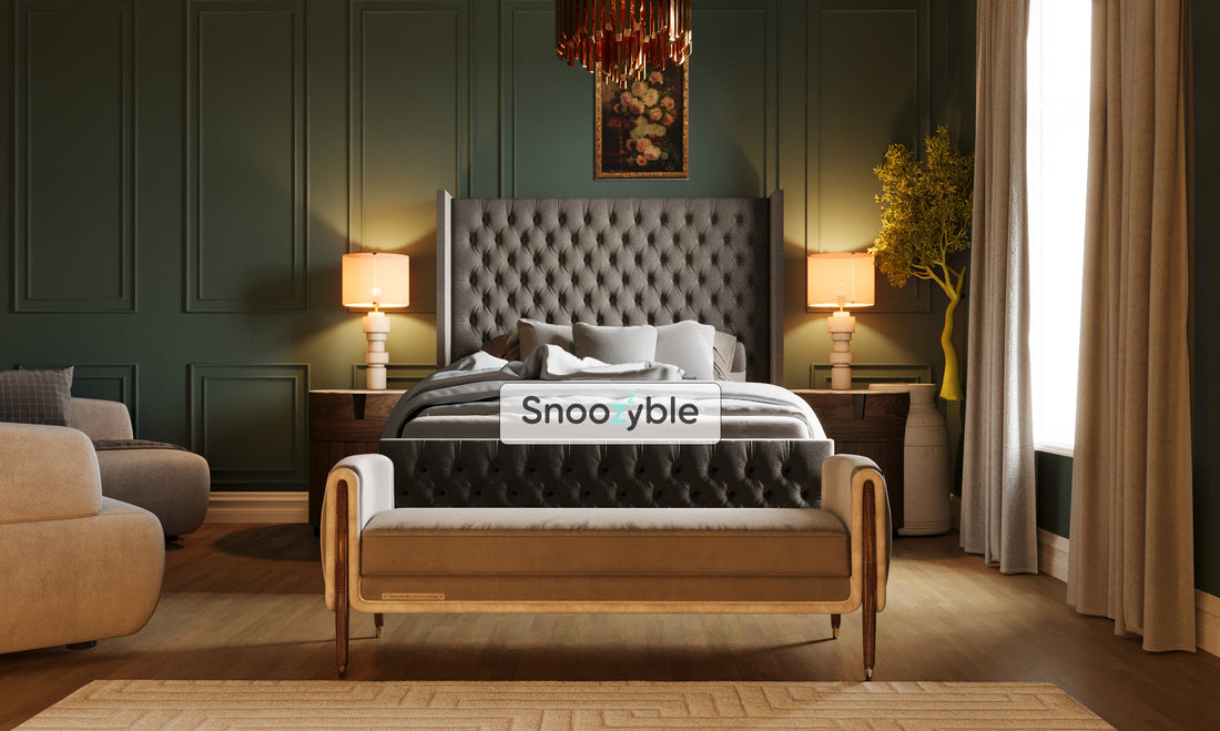 Harry Winged Chesterfield Upholstered Fabric Bed