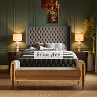 Harry Winged Chesterfield Upholstered Fabric Bed