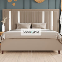 Sophie Mirror Wide Extended Headboard Stripe Fabric Bed Panel Bed